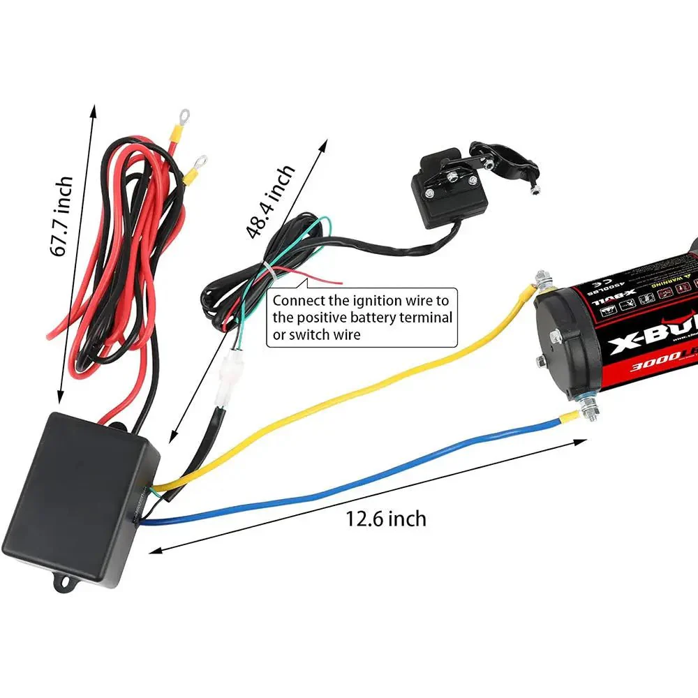 X-BULL Electric Winch 3000 LBS 12V Synthetic Rope ATV UTV Boat Truck 4WD - Image 7