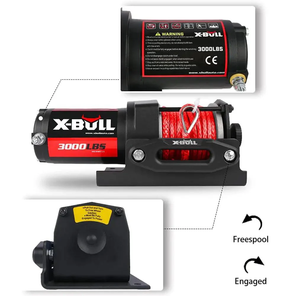X-BULL Electric Winch 3000 LBS 12V Synthetic Rope ATV UTV Boat Truck 4WD - Image 8