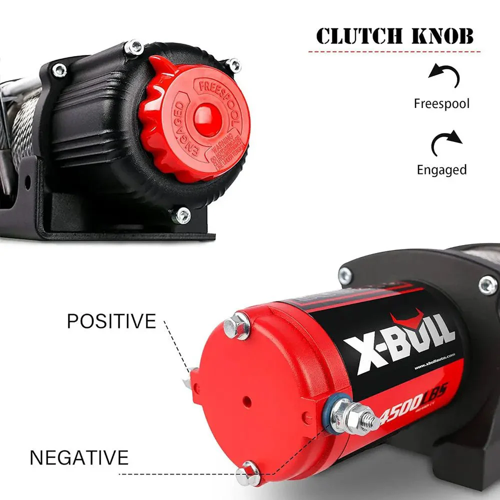X-BULL Electric Winch 4500 LBS 12V Steel Cable ATV UTV Truck 4WD - Image 5