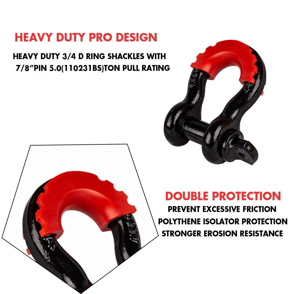 XBULL 2PCS D Ring Shackle Bow 3/4" 5T - Image 4